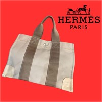 Hermes Beige Canvas ferre Toute Tote GM With Pouch