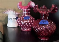 (3) Fluted Glass Vases