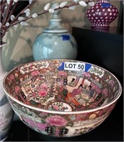 Ceramic Oriental Bowl & Lidded Vase