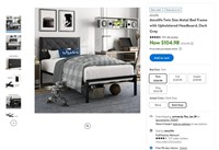 E5154  Amolife Twin-Size Metal Bed (Dark Grey)