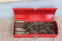 NEW Mechanic Red Tool Box & Various Sockets