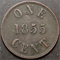 Canada Token PE-6A1 Fisheries & Agriculture 1855 O