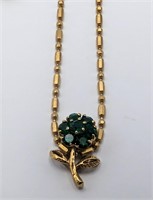 14k Gold Chain w/ Green Stone Pendant