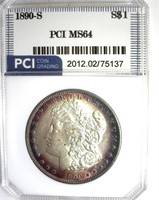 1890-S Morgan PCI MS64 Terrific Toning