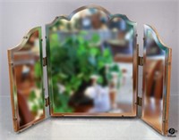 Vintage Beveled Mirror Trifold Vanity Mirror