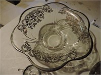 Silver Overlay Bowl, Silver Plate Tray, Etc