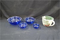 Blue Pyrex Bowls & Mixing Bowl