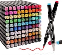 ABEIER Dual Brush Tip Marker Pens, 100 Vibrant Col