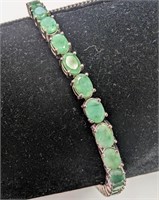 $600 Silver 14G Emerald 17Ct 7.5" Bracelet