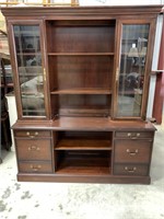Wood Credenza w/ Lighted Showcase Top