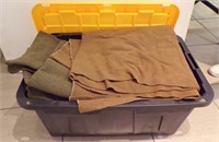 (9) BLANKETS IN TOTE, SOME ARE WOOL