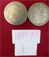 50 - LOT OF TWO SILVER MORGANS FROM 1800'S. LOT I