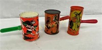 (3) EARLY HALLOWEEN TIN NOISE MAKERS