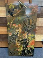 Vintage Glass Painting batik bird on tree 48X24