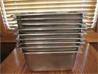 Lot - (9) Stainless Steel inserts 12" x 7" x 6"