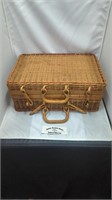 Woven wooden picnic basket