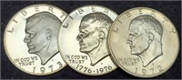 (3) Silver Ike Dollars Unc.