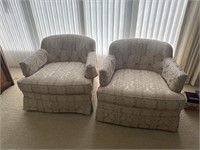 Pair of floral Vintage Cream Colored Chairs