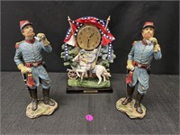 Robert E Lee Clock & 2 Rebel Soldiers