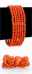 Coral Jewelry Demi-Parure