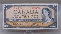 1954 $50.00 Canadian Bank Note E F To A U  ,