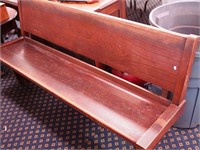 Vintage wooden church pew, no arms,