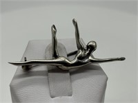 Vintage Sterling Silver Ballerina Figural Brooch