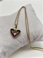 Sterling & Gold Vermeil Fancy Ruby Heart Necklace