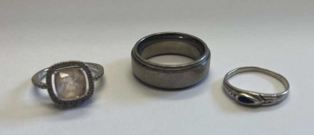 Lot - (2) Silver & (1) Titanium Rings