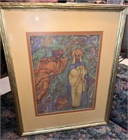 19th C. Pastel Art, Madonna & Angel by Roben