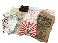 Feed Sack Grain Burlap Bags & Embroidery