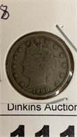 1908V nickel coin