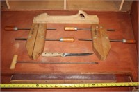 Lot of Wood Clamps & Asst Tools