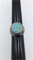 Sterling silver and turquoise ring size 11, total