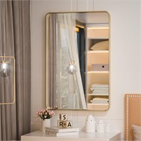 TETOTE Brushed Gold Bathroom Mirror, 24x36 Inch Me