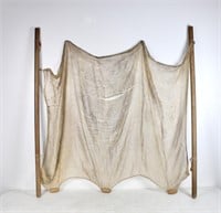 Large Antique Cotton Fishing Net w Wood Floats