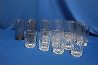 Beverage glasses, eight 5.25", seven 3.5" and