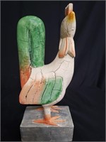 Hand painted wood rooster figurine