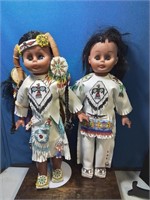 Pair of Native American dolls in leatherant