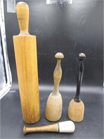 Variety of Old Wooden Kitchen Tools