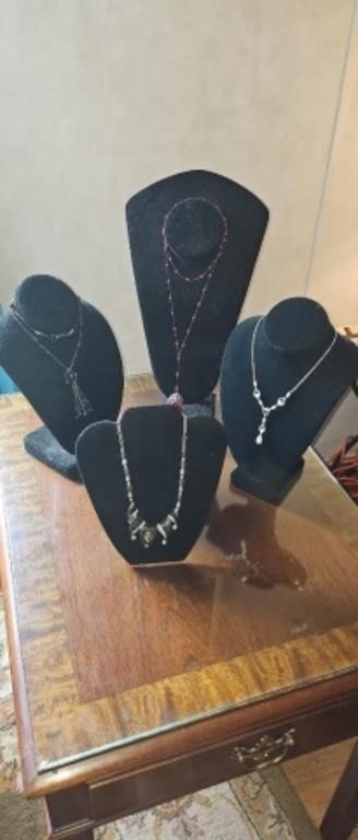 4 costume necklaces without stands