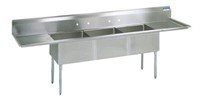 STAINLESS STEEL 3 COMPARTMENT SINK W/ & DUAL 24"