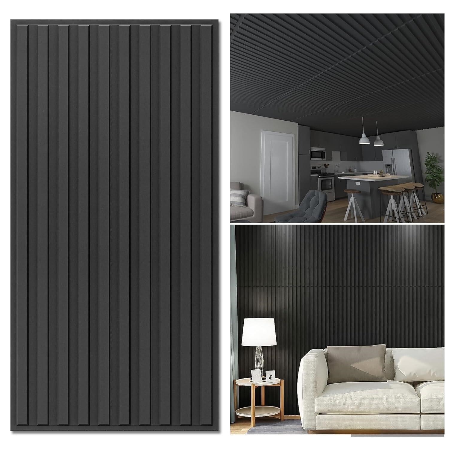 Art3d 12pk 2ftx4ft Black Ceiling Tiles  24x48in