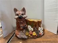 Vintage ceramic fox planter, Approx 12in T x 12in