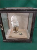 Vintage Asian Kewpie Doll w/ Glass Case