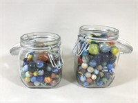 Two Jars of Glass Marbles