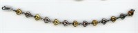 Sterling Two-Tone Heart Link Bracelet 7”