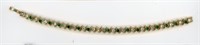 Gold Repeating 2 Bracelet Green & Crystal 7”