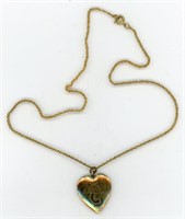 10k Gold Decorated Sterling Heart 18”