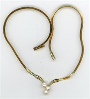 Gold Chain With 3 Pearls 18”